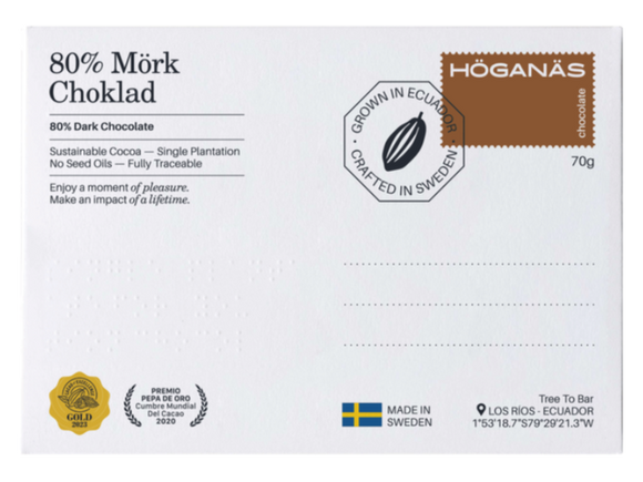 Höganäs tablette de chocolat 80% cacao 70g
