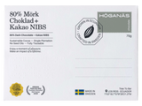 Höganäs tablette de chocolat 80% cacao + nibs 70g