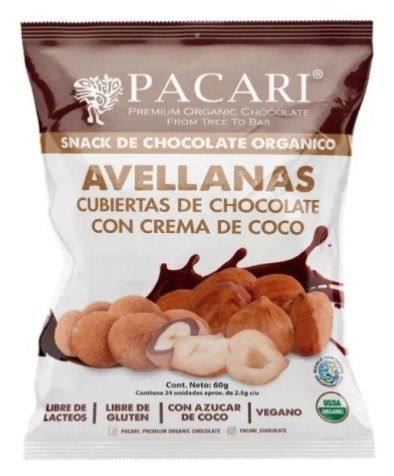 Pacari Noisettes enrobées du chocolat + crème de coco - 60g
