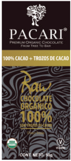 Pacari 100% Cacao Raw + nibs - 50g