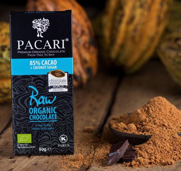 Pacari chocolat 85% Cacao Raw avec sucre de coco - 50g