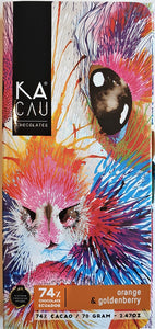 KACAU chocolat 74% cacao + orange, physalis 70g