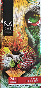 KACAU chocolat 74% cacao + mangue, sel 70g