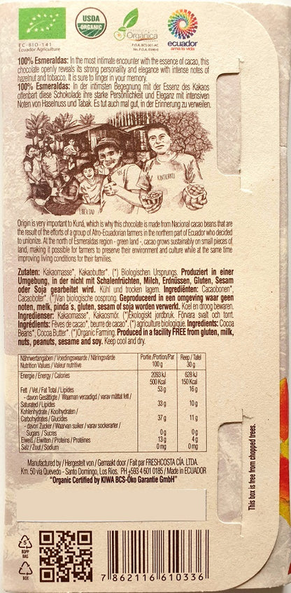 KUNÁ tablette de 100% cacao grand cru BIO 60g
