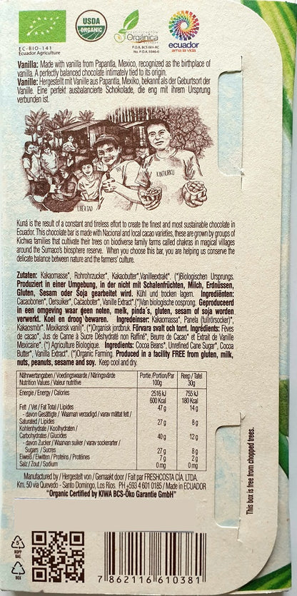 KUNÁ chocolat grand cru 71% cacao BIO + vanille 60g