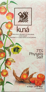 KUNÁ chocolat grand cru 71% cacao + physalis et sel 60g