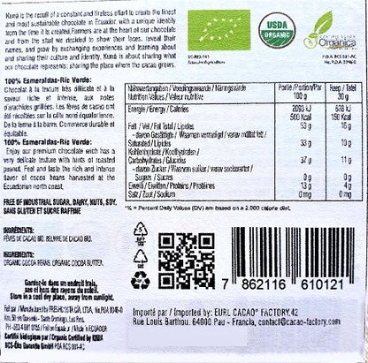 KUNÁ tablette de 100% cacao grand cru BIO 30g