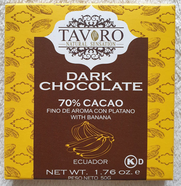 TAVORO chocolat 70% cacao avec banane, 50g