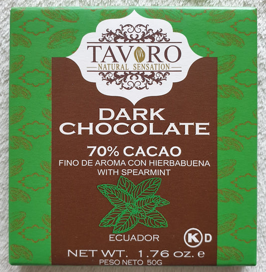TAVORO chocolat 70% cacao avec menthe, 50g