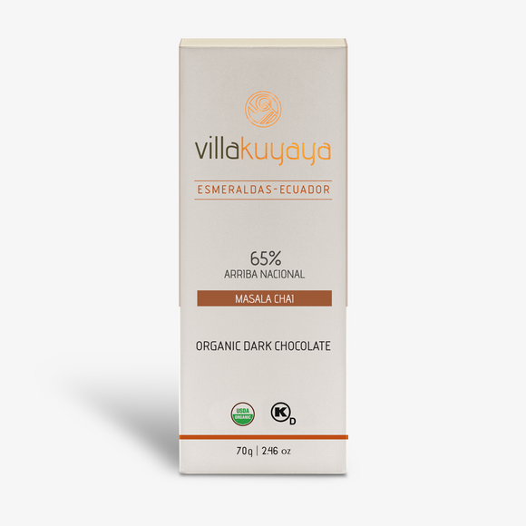 Villakuyaya chocolat 65% cacao + thé Masala Chai 70g