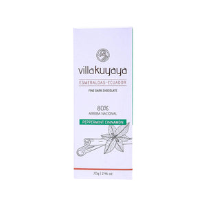 Villakuyaya chocolat 80% cacao + menthe poivrée, cannelle 70g